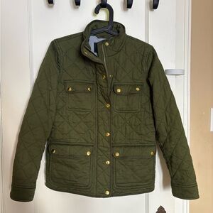 J. Crew Quilted barn Jacket with brass Accents